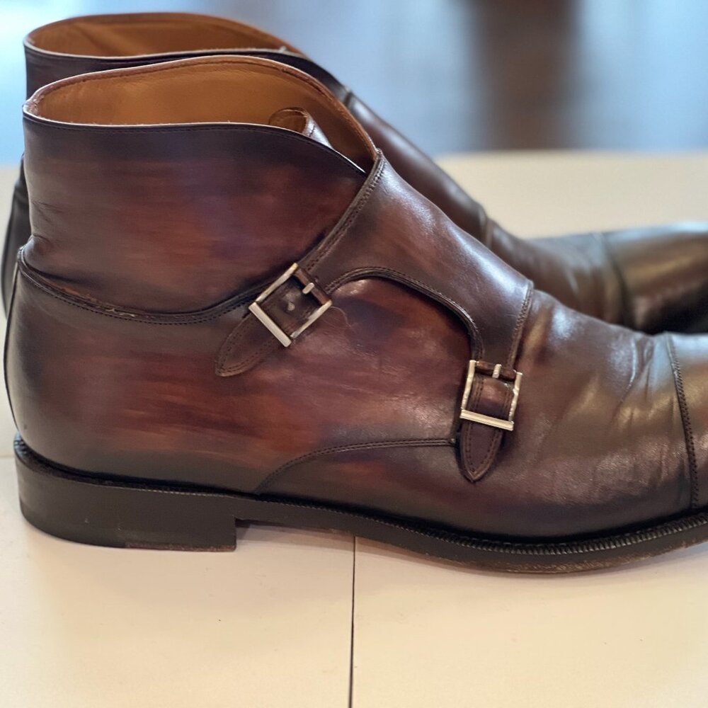 Magnanni Men’s Leather Double Monk Strap Chukka